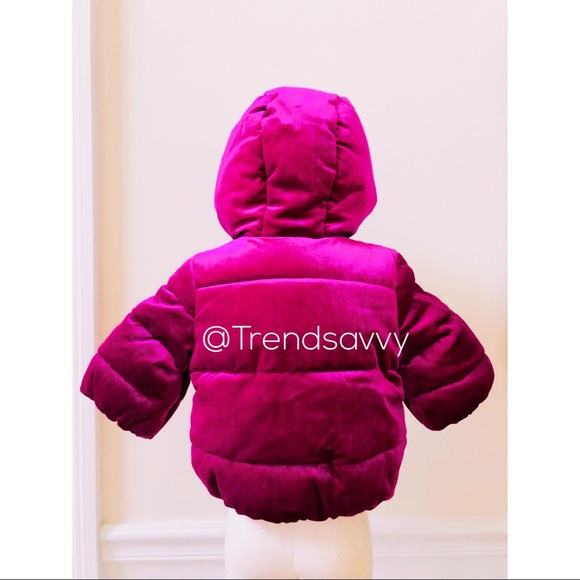 NWT Gymboree Pink Velvet Jacket Puffer Hoodie - Picture 5 of 8
